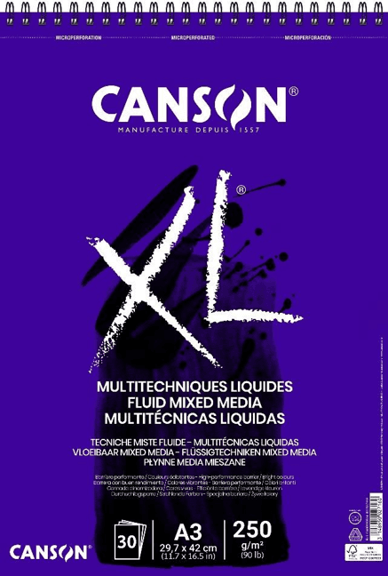 Canson XL Fluid Mix-Media skicák A4 250g 30 listů