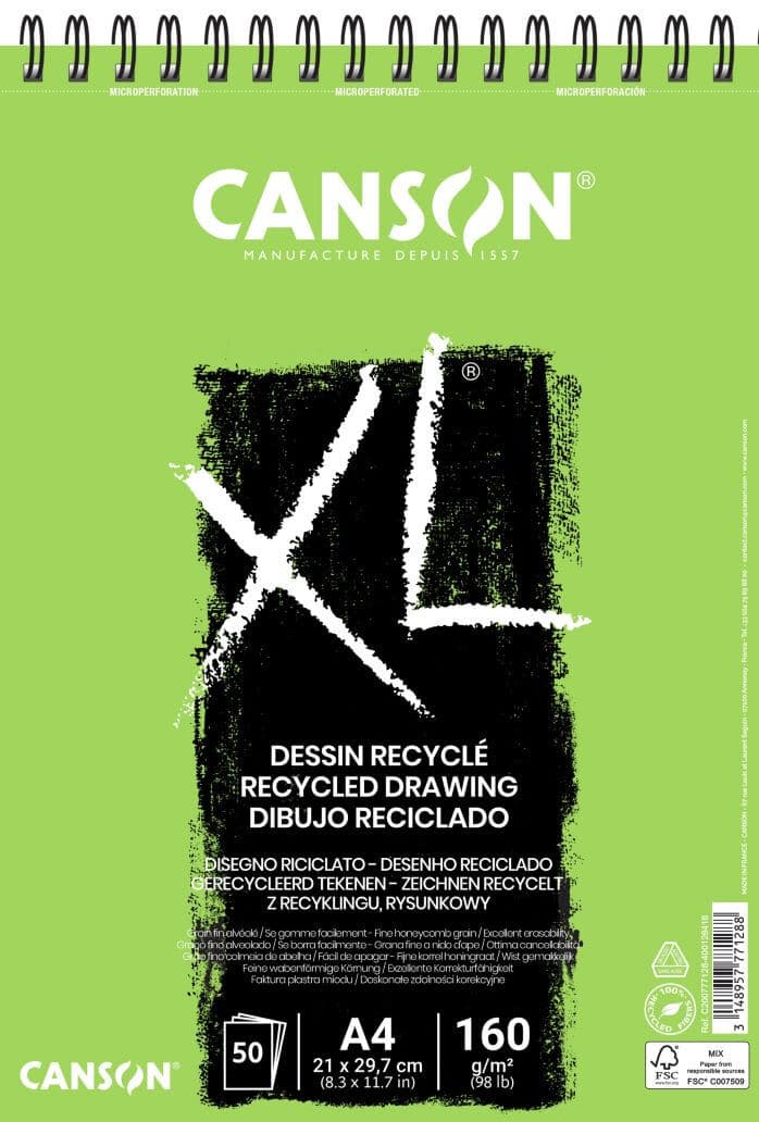 Canson XL Recycled skicák A4 kroužková vazba 160g