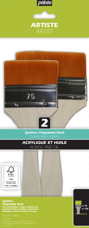 Pébéo Spalter sada 2 ploché štětce Golden Taklon akryl