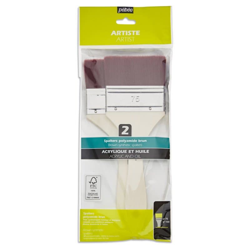 Pébéo spalter plochý štětec hnědý polyamid sada 2 ks