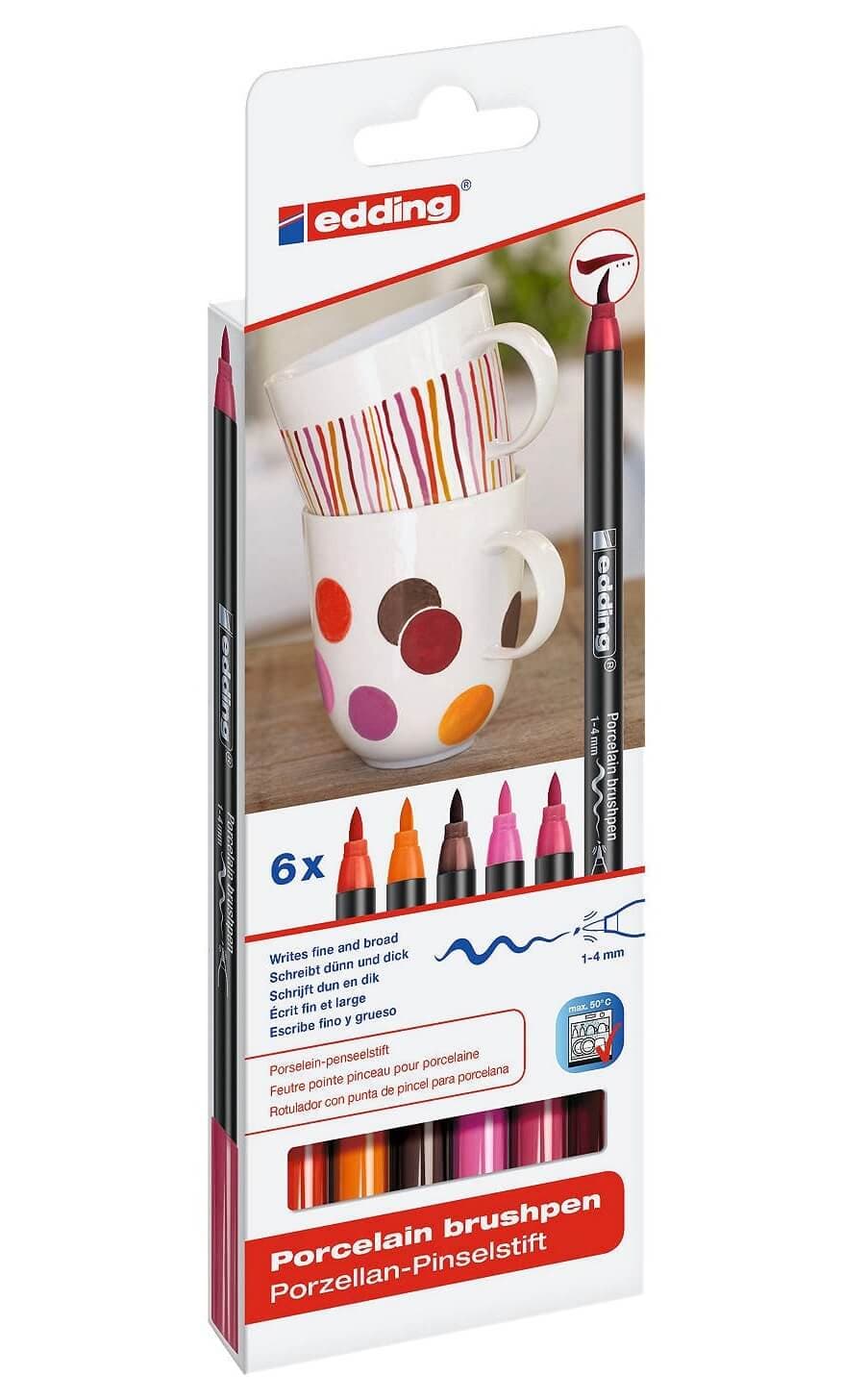 Edding 4200 sada štětcových fixů na porcelán 6 barev