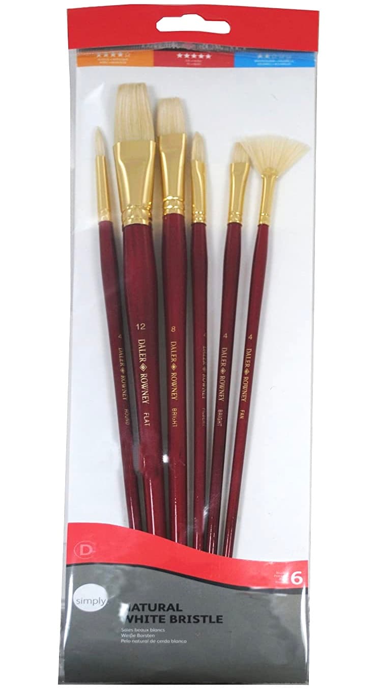 Daler Rowney Simply sada 7 štětců bílá štětina dlouhý