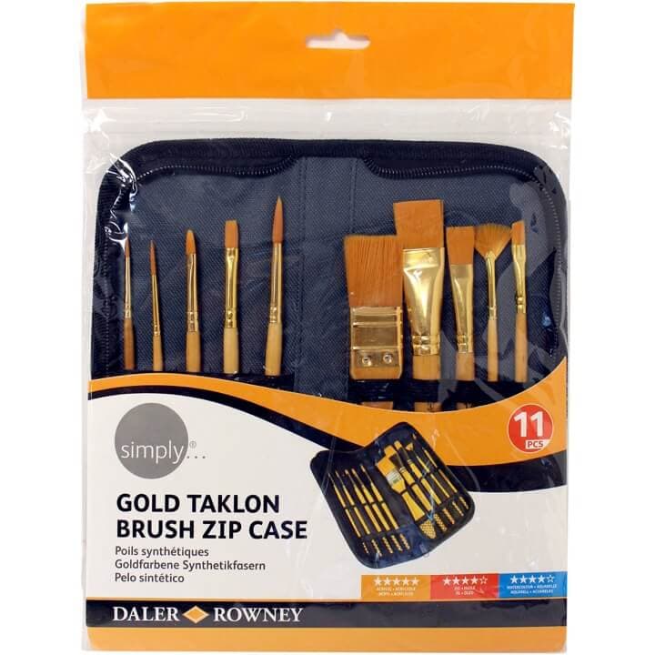Daler Rowney Simply syntetické štětce sada 10 kusů pouzdro