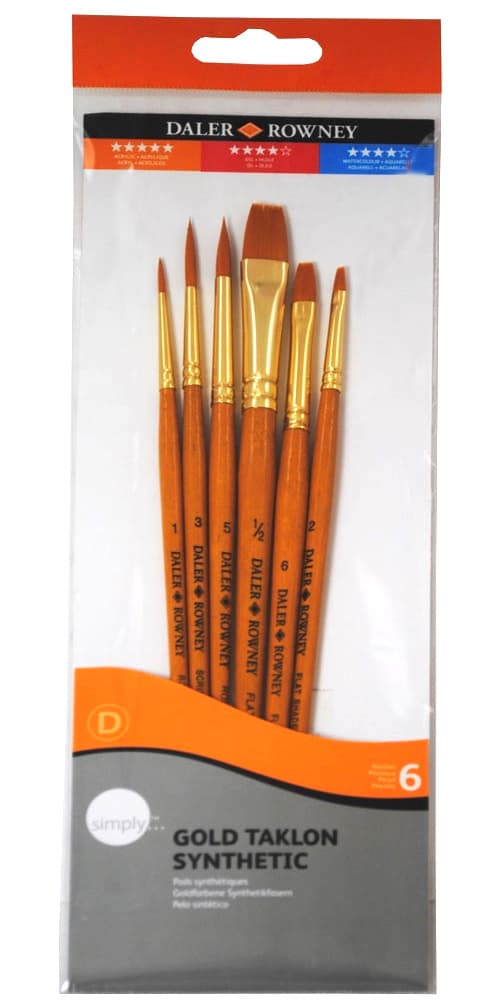 Daler Rowney Simply syntetické krátké štětce sada 6 ks