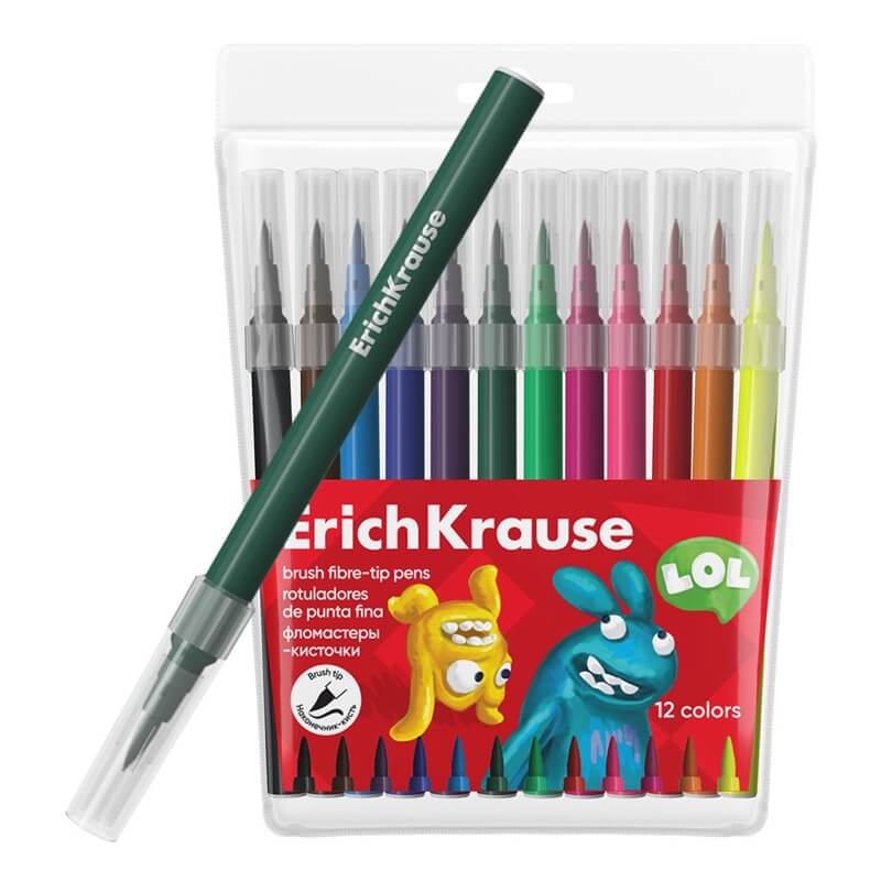 ErichKrause Jolly Friends fixy štětcové sada 12 barev