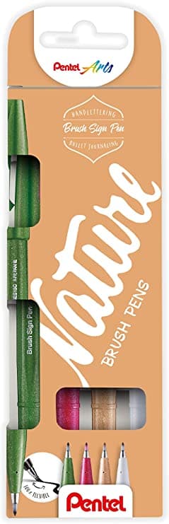 Pentel Brush Sign Pen SES15 sada 4 kusů Nature