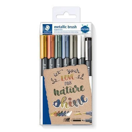 Staedtler Design Journey Metallic Brush fixy 6 metalických popisovačů