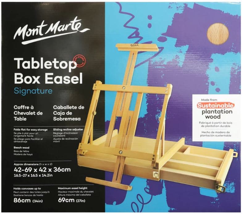 Mont Marte skládací stolní malířský stojan se zásuvkou přírodní