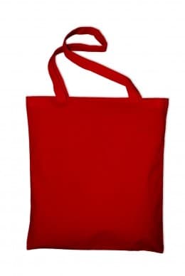 Červená bavlněná taška 38x42cm s dlouhým uchem