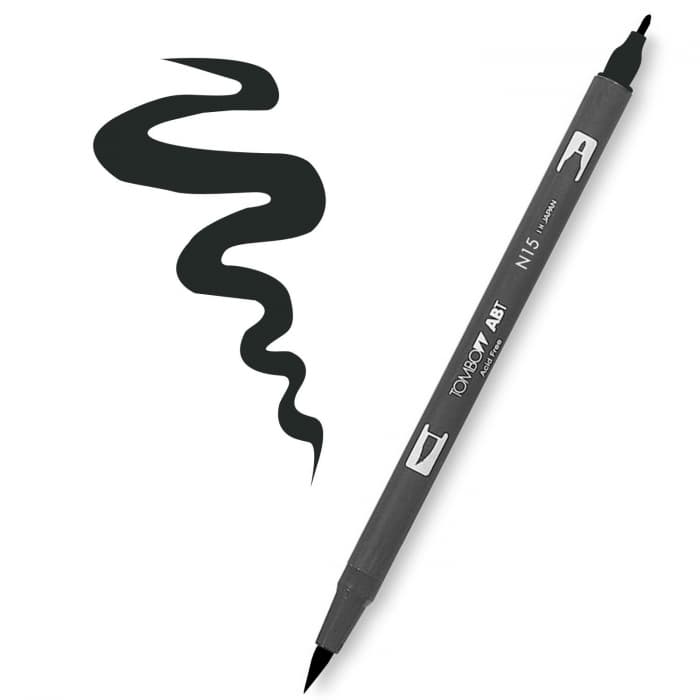 Tombow ABT oboustranný fix brush fine černý detail