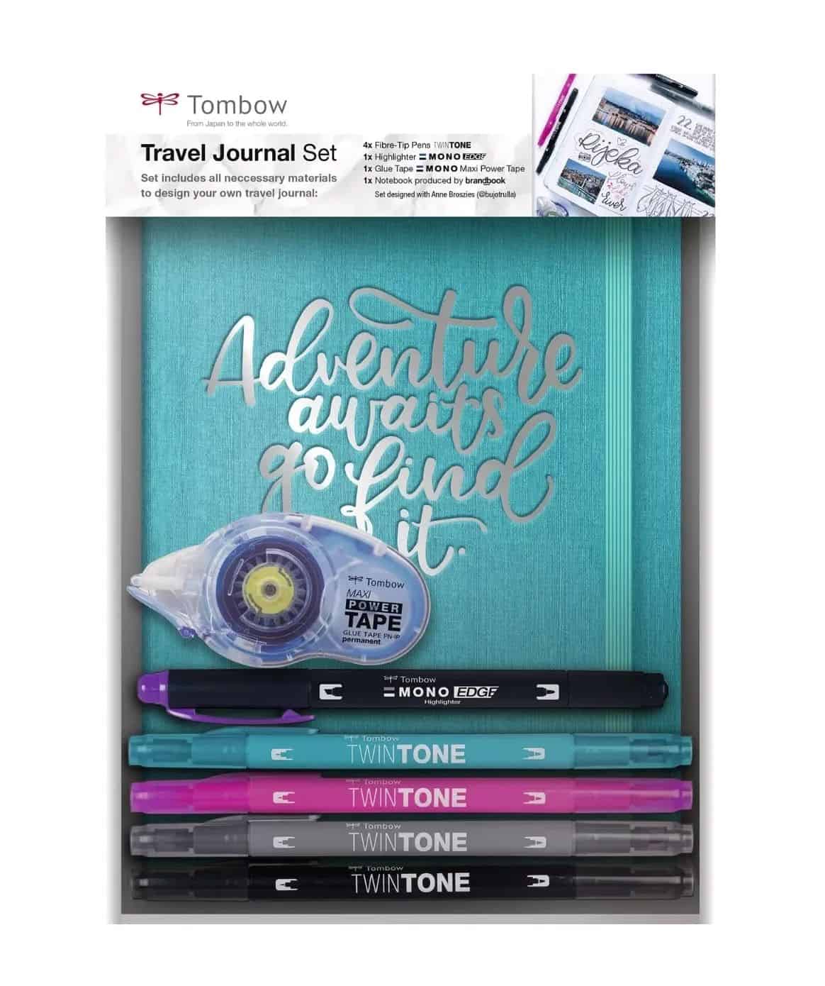 Tombow Travel Journaling dárkový set deníku A5 tečkovaný