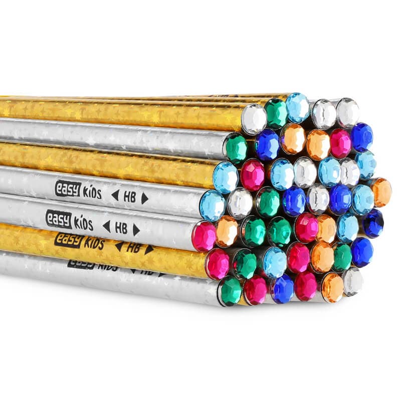 Easy grafitová tužka s krystalem zlatá a stříbrná