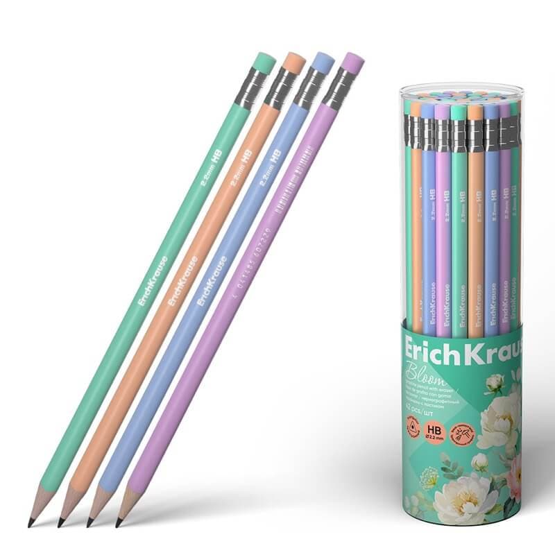 Tužka grafitová trojhranná HB ErichKrause motiv Lavender s gumou