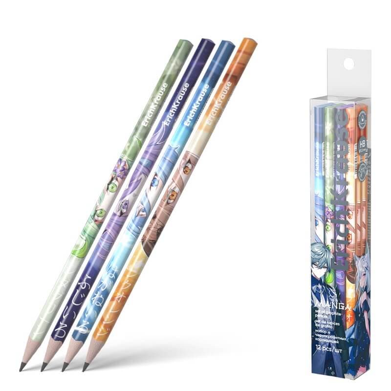 Tužka grafitová trojhranná HB ErichKrause motiv Lavender s gumou