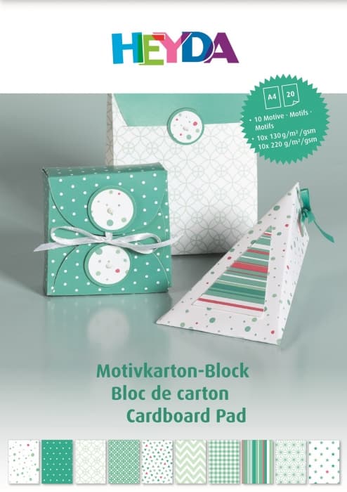 Heyda tyrkysové kartony A4 sada 100g 220g