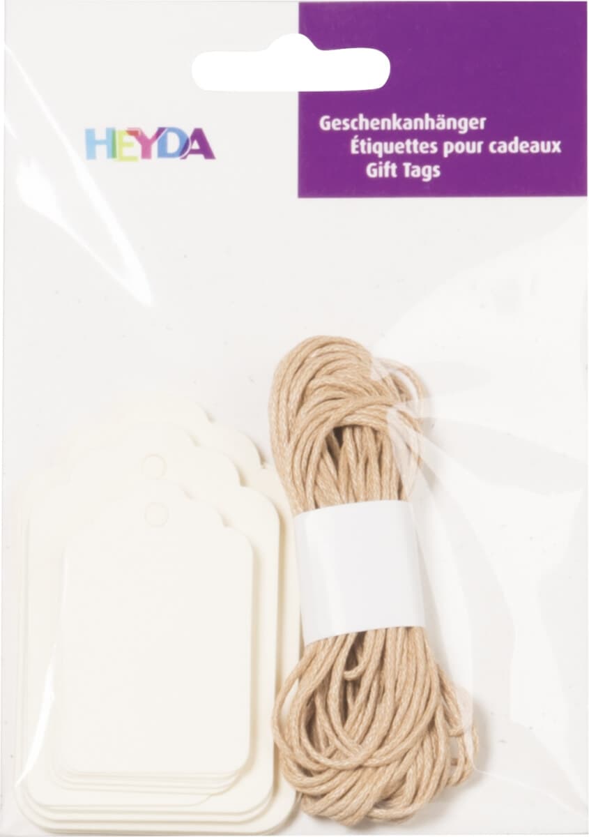 Visačky Heyda béžové 3x10 ks s provázkem