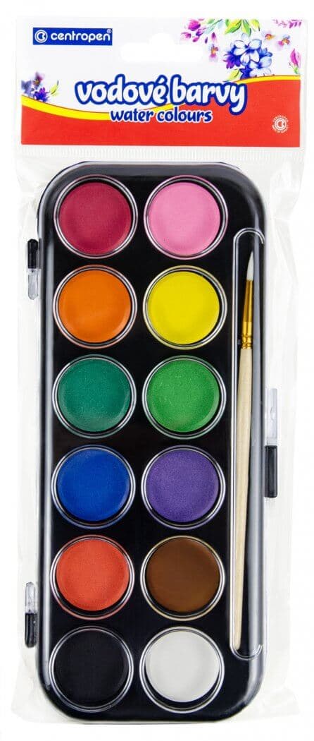 Centropen vodové barvy sada 12 barev průměr 30 mm