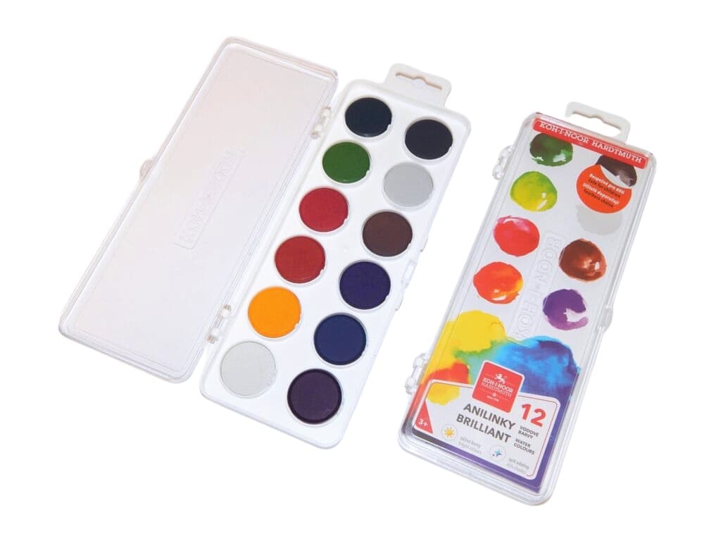 Koh-i-Noor Anilinky brilantní vodové barvy 12 barev sada