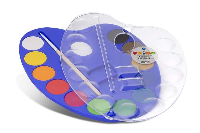 Primo vodové barvy 12 barev s paletou a štětcem