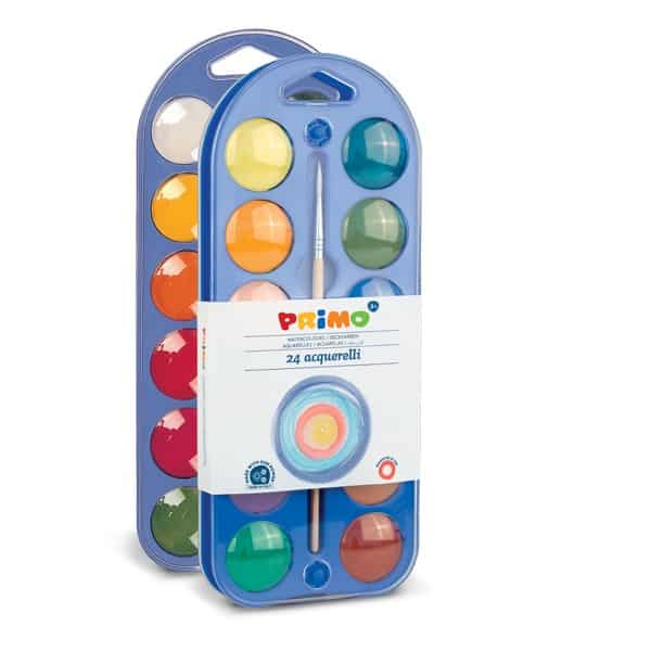Primo vodové barvy 24 barev s štětcem průměr 30mm