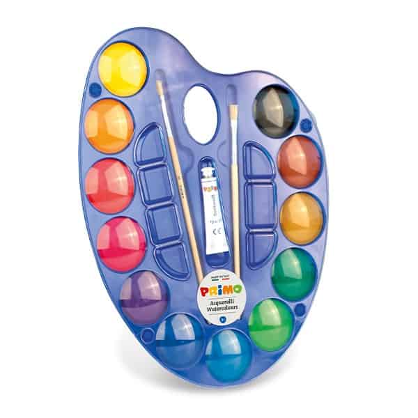 Vodové barvy Primo Maxi 12 barev s paletou
