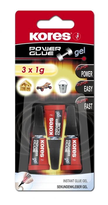 Vteřinové lepidlo Power Glue Gel Kores 3x1g