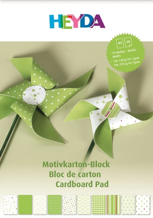 Heyda zelené kartony A4 s motivy 100g 220g sada