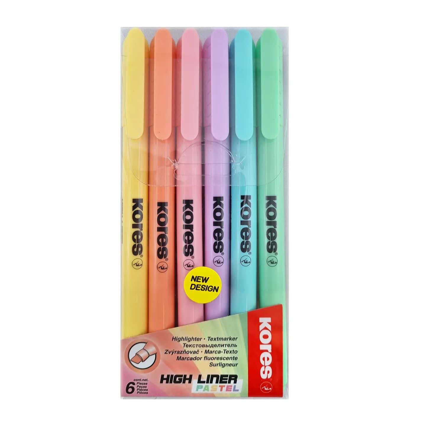 Kores HIGH LINER Pastel tenký zvýrazňovač sada 6 pastelových barev