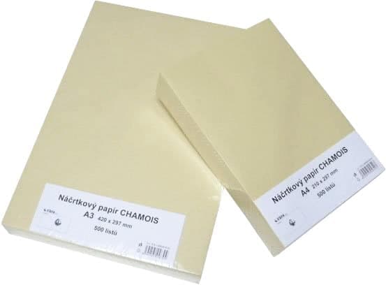 Náčrtkový papír 90g A3 chamois, bal. 500 listů