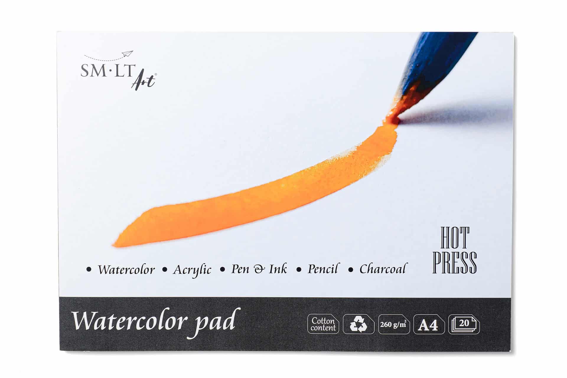 SM.LT akvarelový blok A4 260g Hot Press hladký