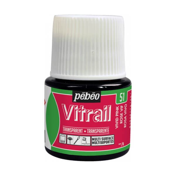 Pébéo Vitrail barva na sklo sytě růžová 45 ml