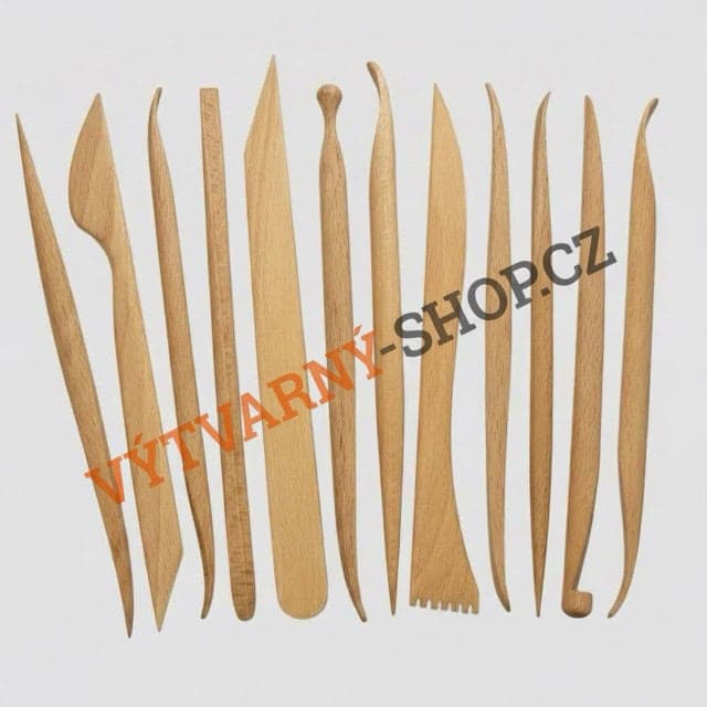 Sada 12 modelovacích špachtlí bukové dřevo česká výroba