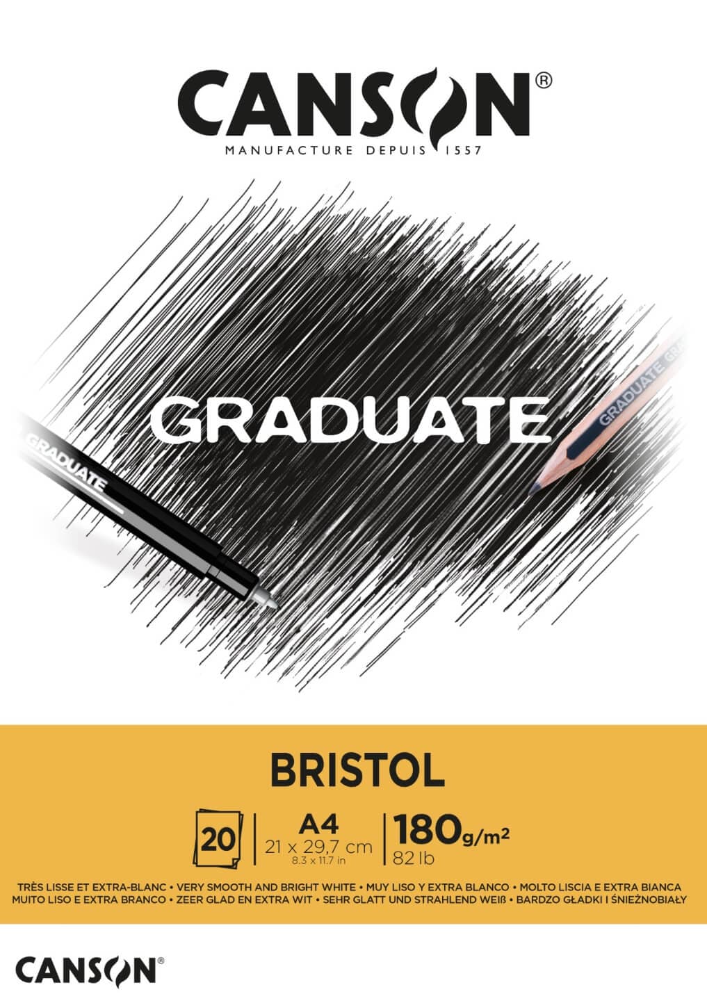 Canson Graduate Bristol blok A4 180g lepená vazba