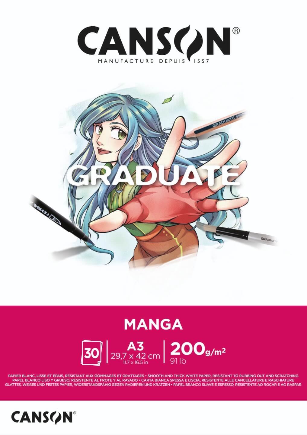 Canson Graduate Manga skicák A3 200g lepený blok