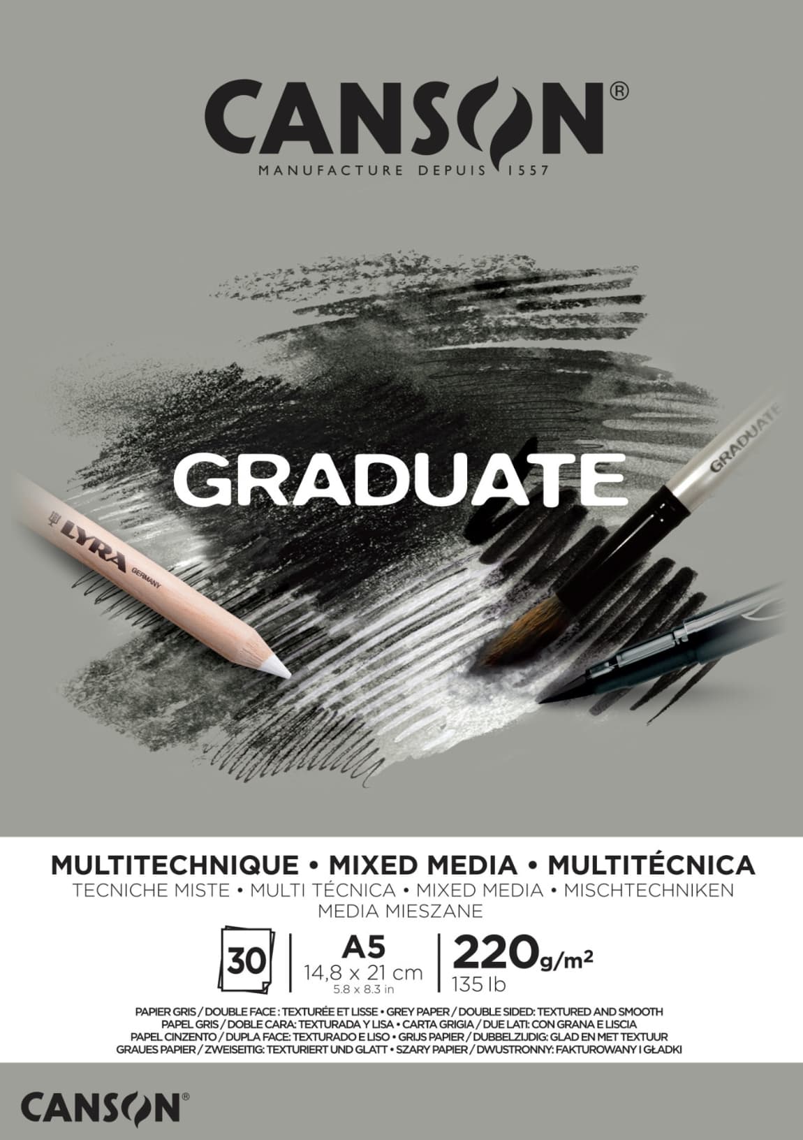 Canson Graduate Mix-Media Toned Paper blok A5 220g
