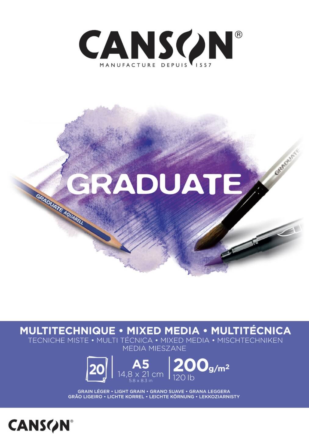 Canson Graduate Mixed Media skicák A5 200g lepená vazba