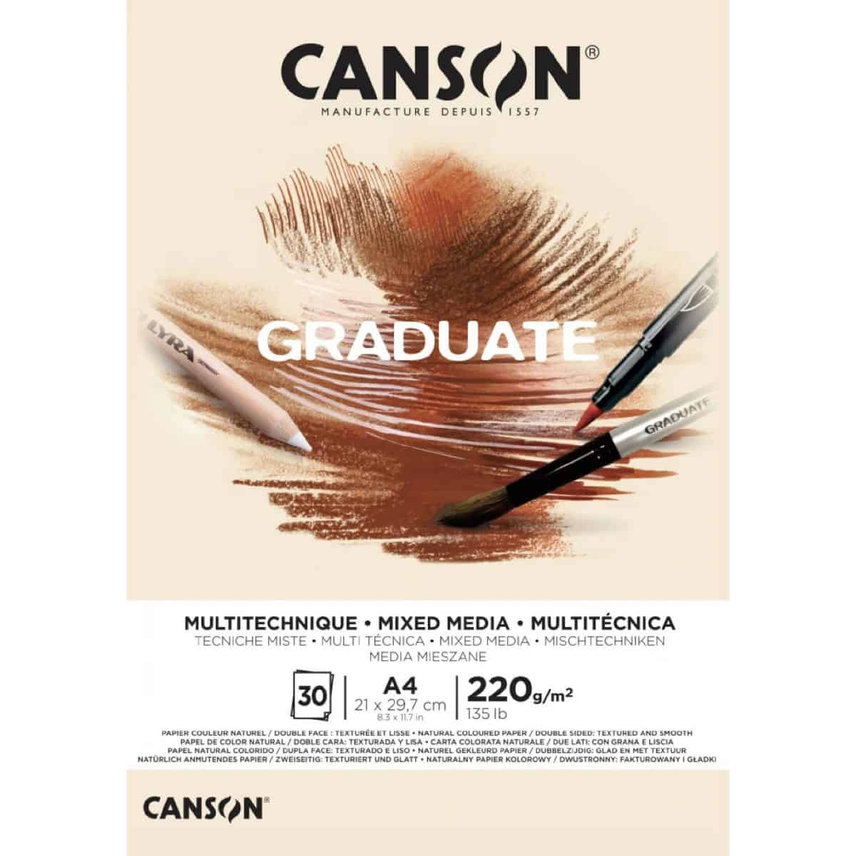 Canson Graduate Mixed Media Toned blok A4 220g