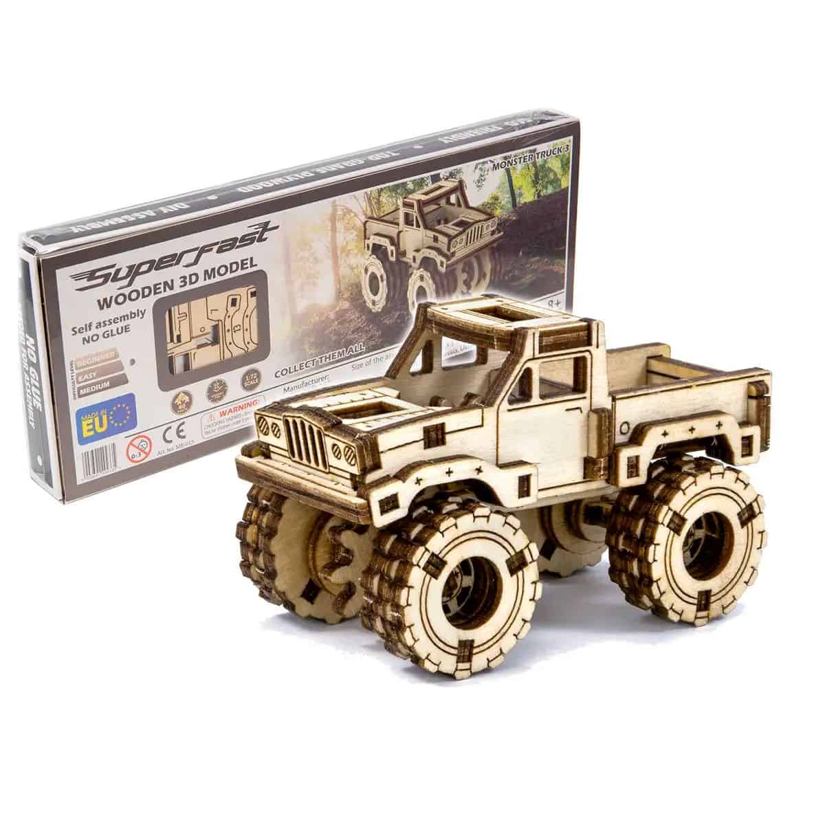 SMT 3D dřevěné puzzle Monster Truck 3 66 dílků