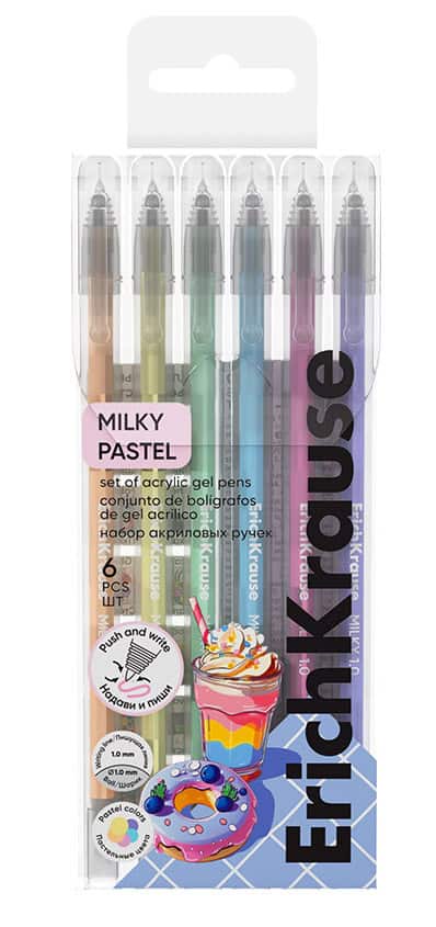 ErichKrause Milky akrylová gelová pera pastel 6 barev sada