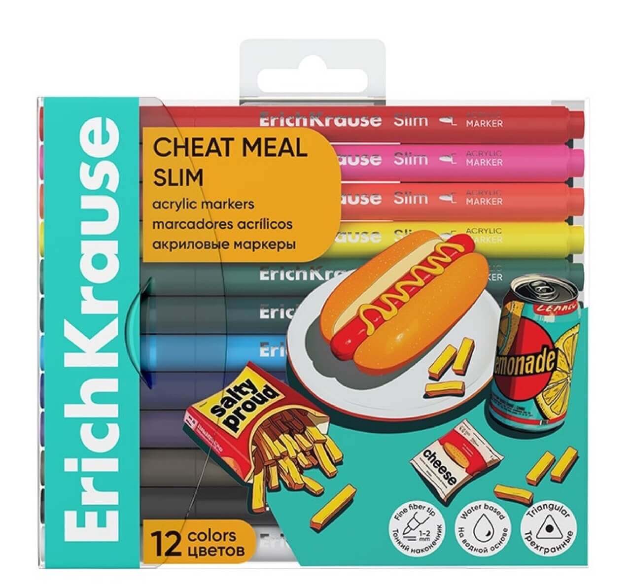 ErichKrause Cheat Meal Slim akrylové fixy sada 12 barev