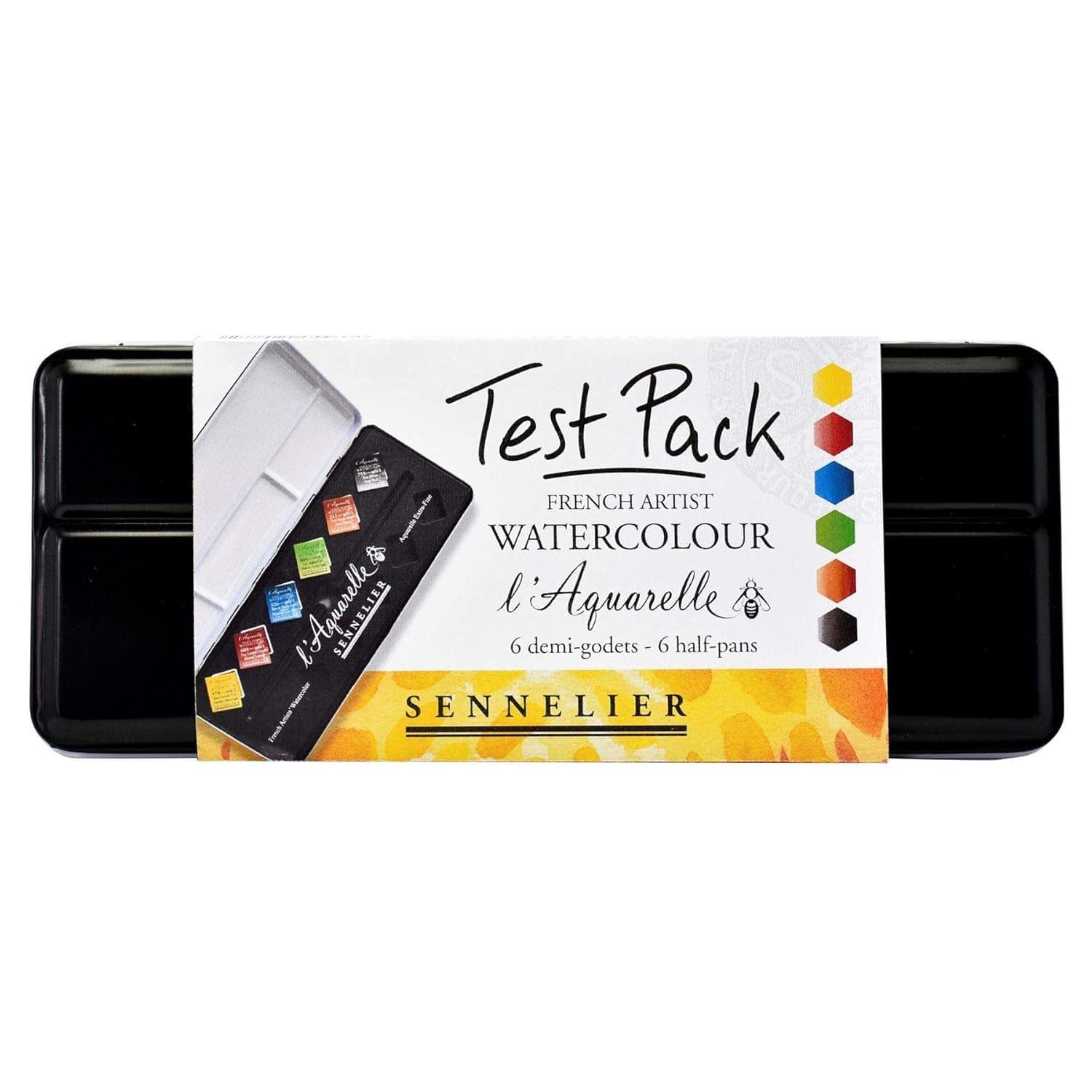 Sennelier L'Aquarelle Test Pack sada 6 akvarelových půlpánviček