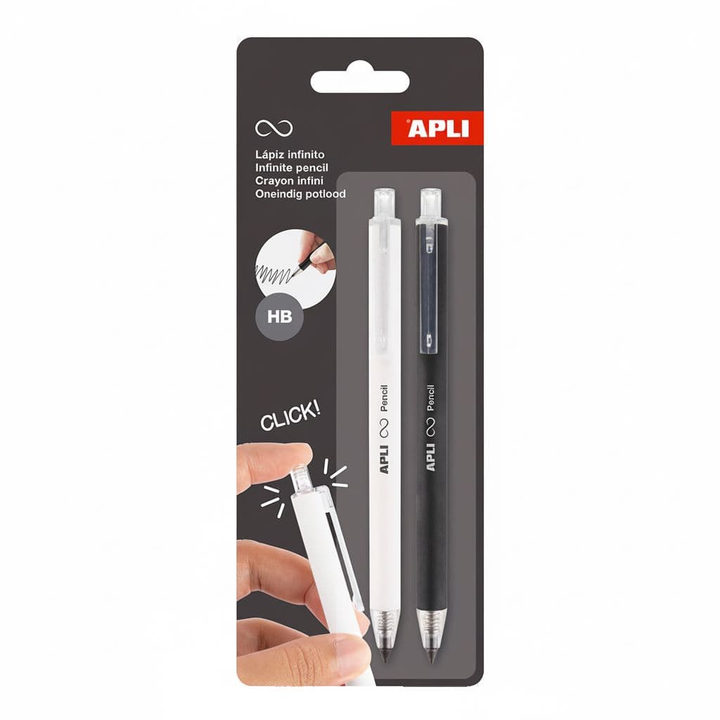 APLI Infinite Click nekonečná tužka HB černá bílá