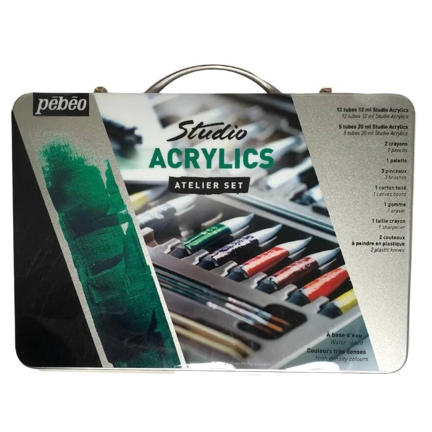 Pébéo Studio Acrylic Atelier Set v kovovém kufříku