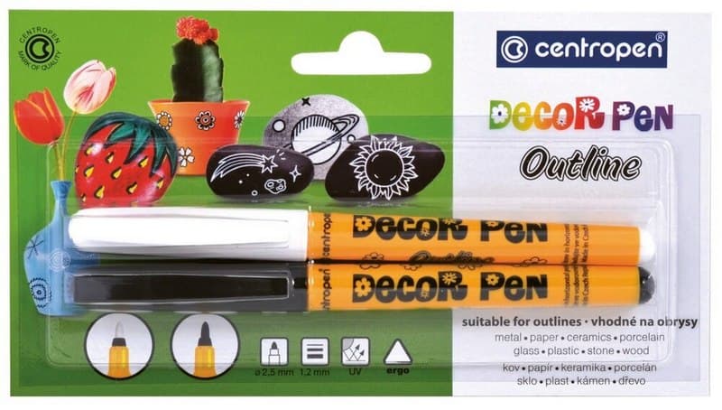 Centropen Decor Pen Outline 2628 bílá černá sada