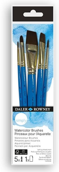 Daler-Rowney sada 5 akvarelových štětců přírodní pony vlas