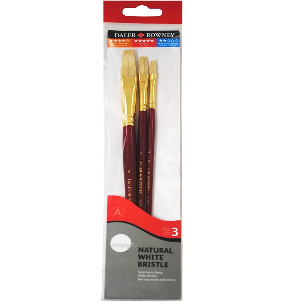 Daler Rowney Simply bílá štětina krátká sada 3 ks