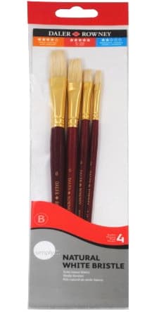 Daler Rowney Simply bílá štětina krátká sada 4 ks