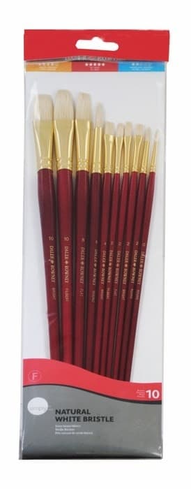 Daler Rowney Simply bílá štětina sada 10 štětců dlouhý