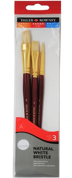 Daler Rowney Simply štětce bílá štětina krátké sada 3 ks