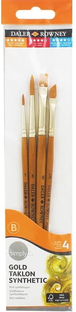 Daler Rowney Simply syntetické krátké štětce sada 4 ks